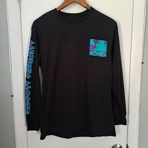 Disney Mickey Men's Kanji Long Sleeve Graphic T-Shirt - Black Medium - Picture 2 of 5